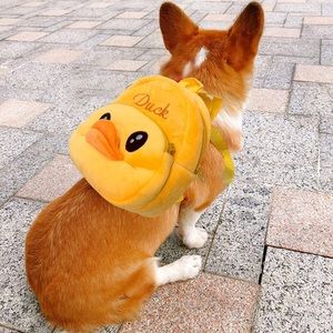 Cute Dog Backpack Harness, Cartoon Duck Shape Backpack for Dogs